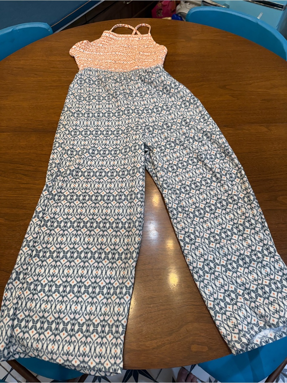 Zara Girls Wide-Leg Jumpsuit with Peach Knit Bodice